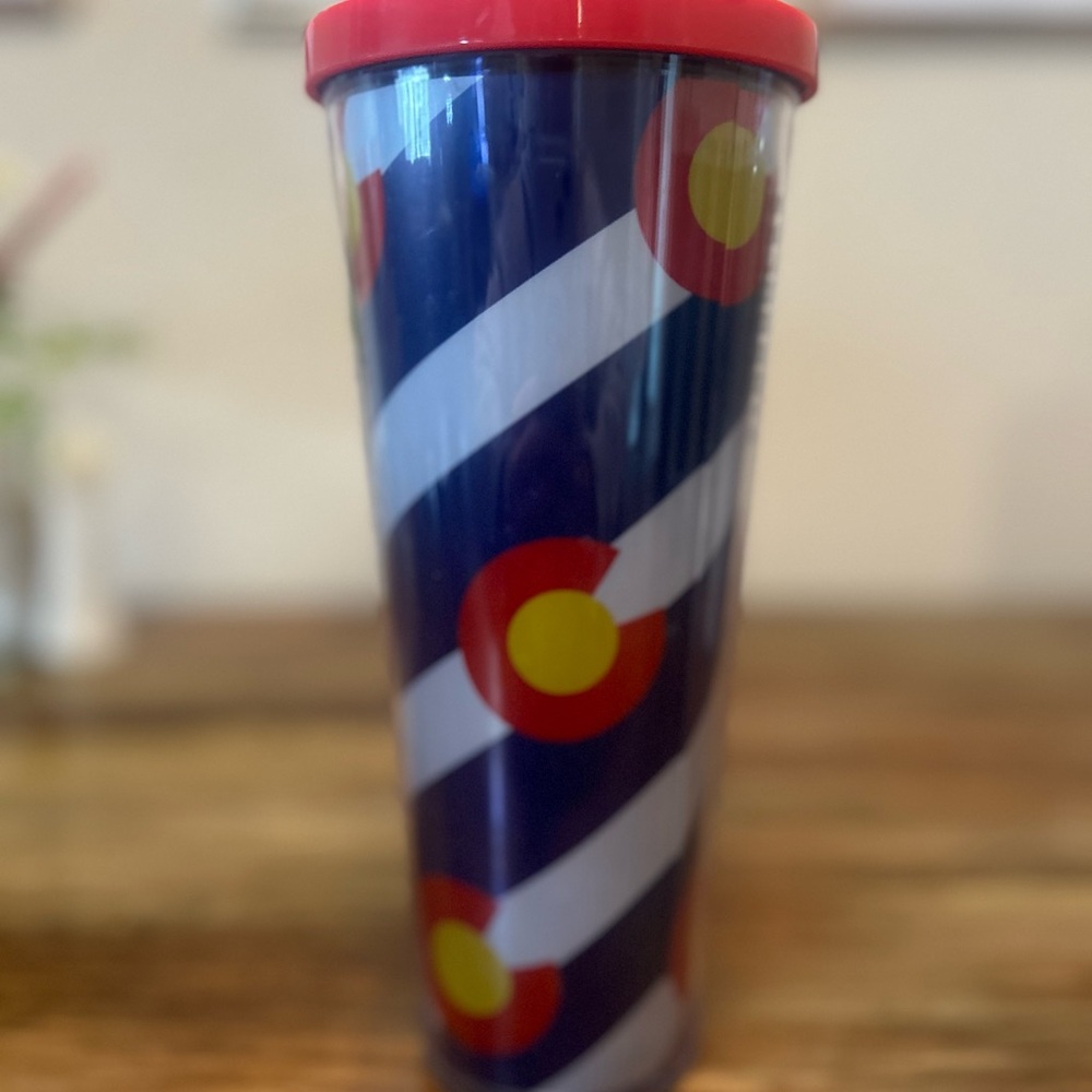Colorful Tumbler with Red Lid